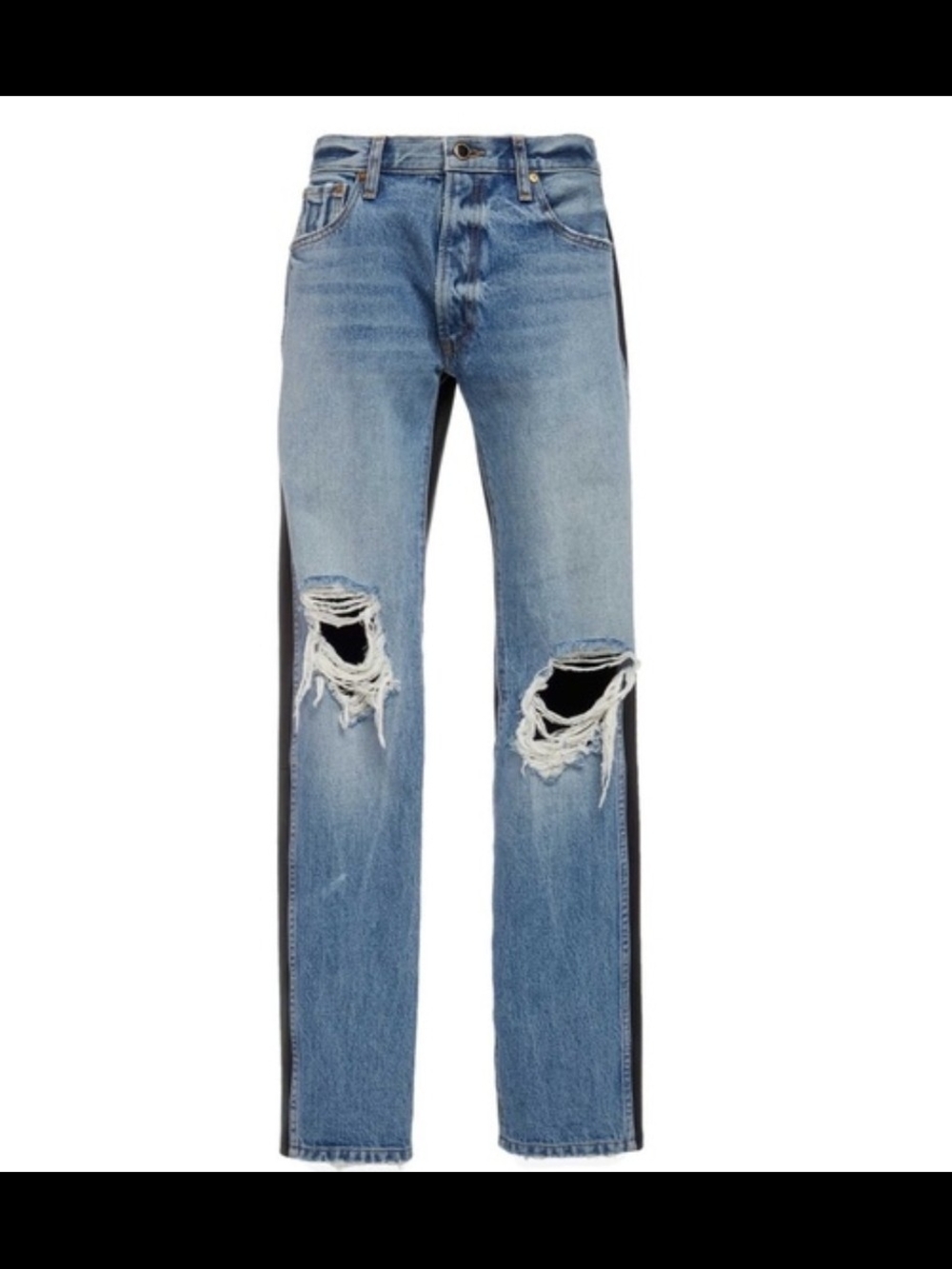 KHAITE Kyle Mixed Leather Distressed Jeans $2500, Sz 25, NWT